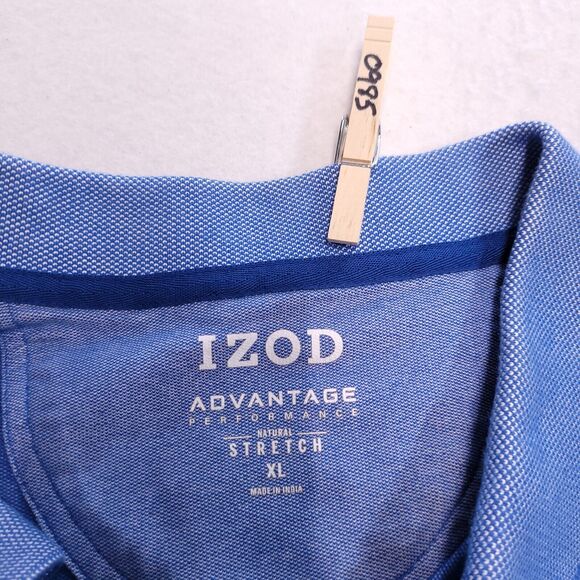 IZOD Advantage Performance Pullover Casual Polo Shirt Adult Mens Size XL Blue - Picture 3 of 9